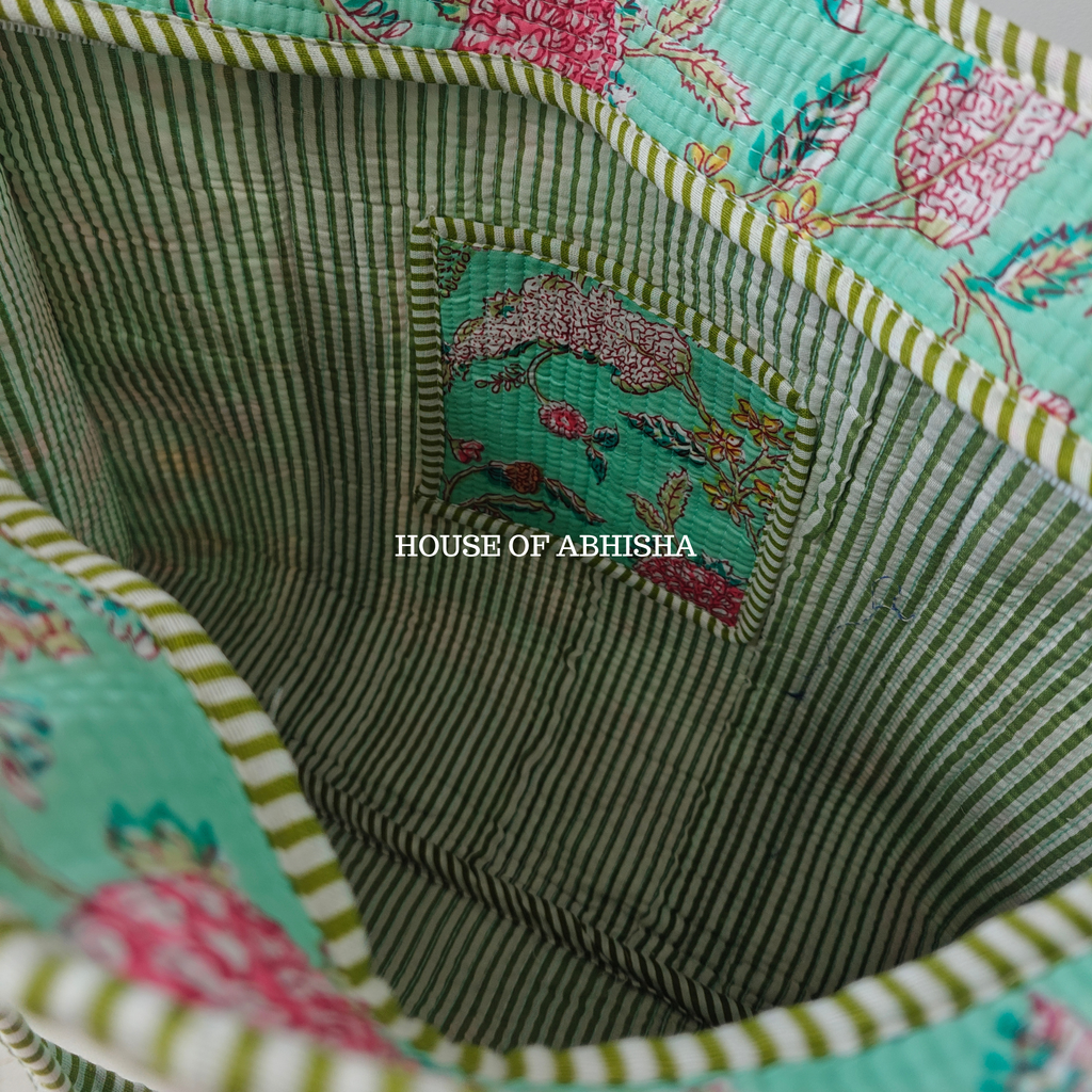 Bougainvillea Quilted Cotton Tote Bag