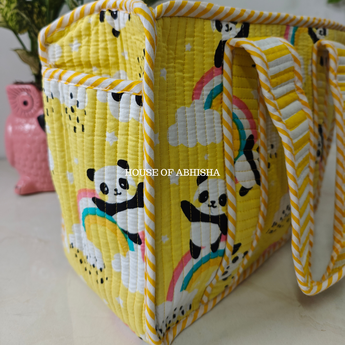 Panda Mini Quilted Cotton Tote Bag