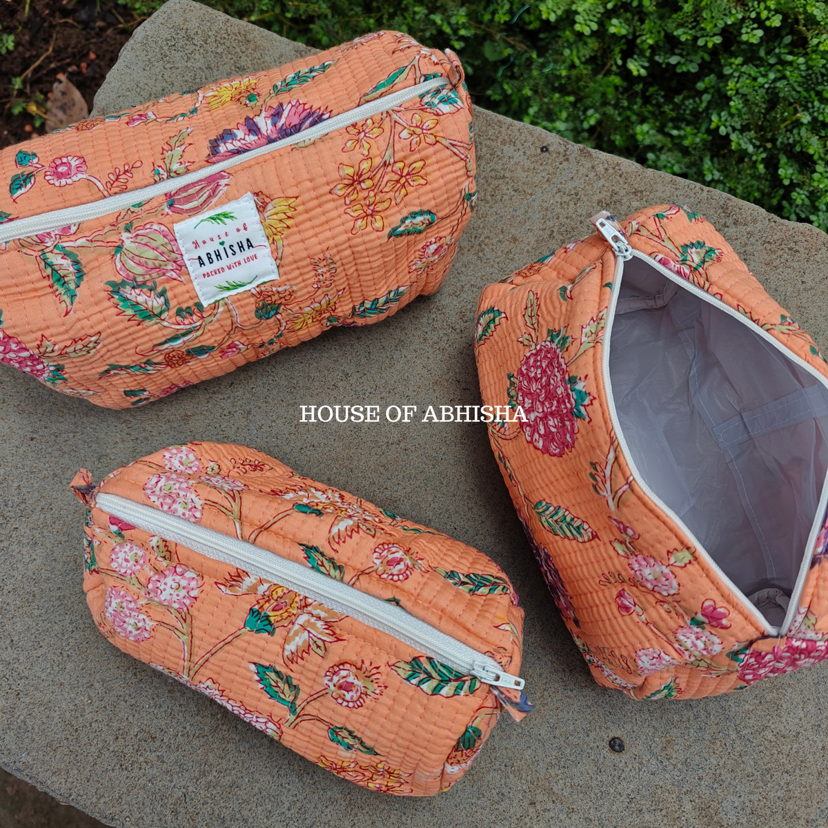 Garden Bloom Quilted Utility Pouches - Set of 3