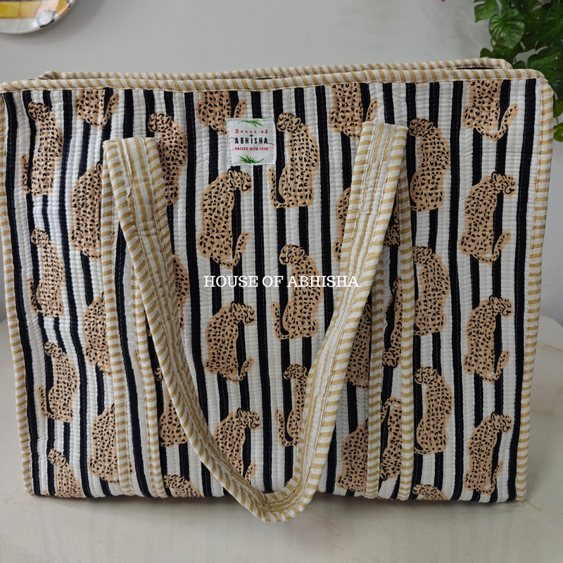 Panther Quilted Cotton Tote Bag