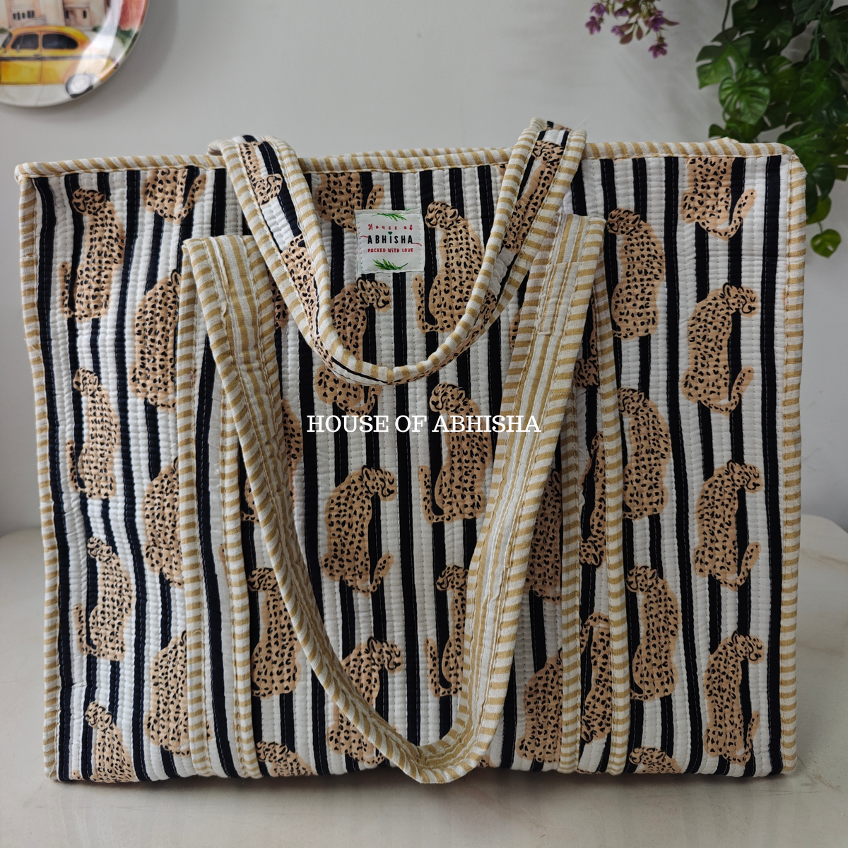 Panther Quilted Cotton Tote Bag