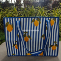 Striped Lemon Quilted Cotton Tote Bag