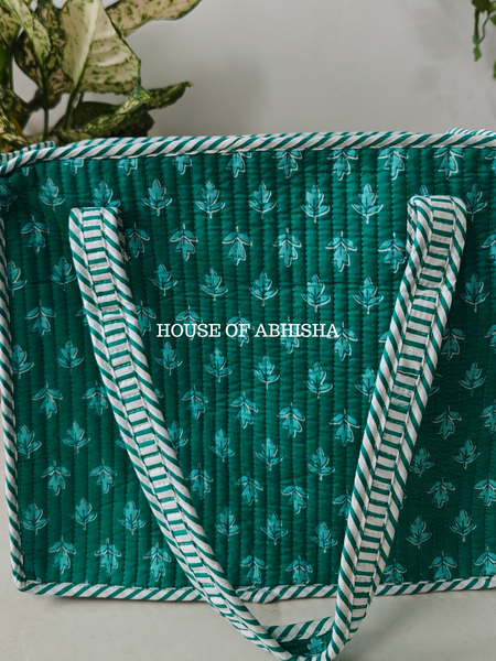 Leafy Mini Quilted Cotton Tote Bag