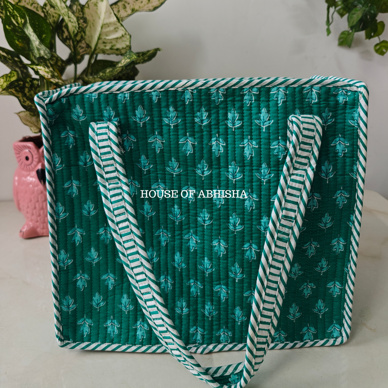 Leafy Mini Quilted Cotton Tote Bag