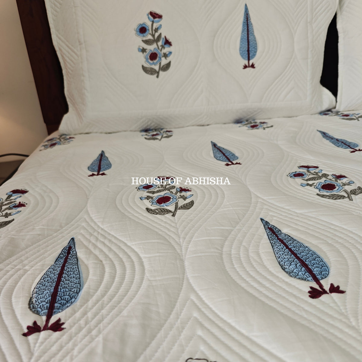 Tropical Blue Royal Embossed Quilted Bedcover