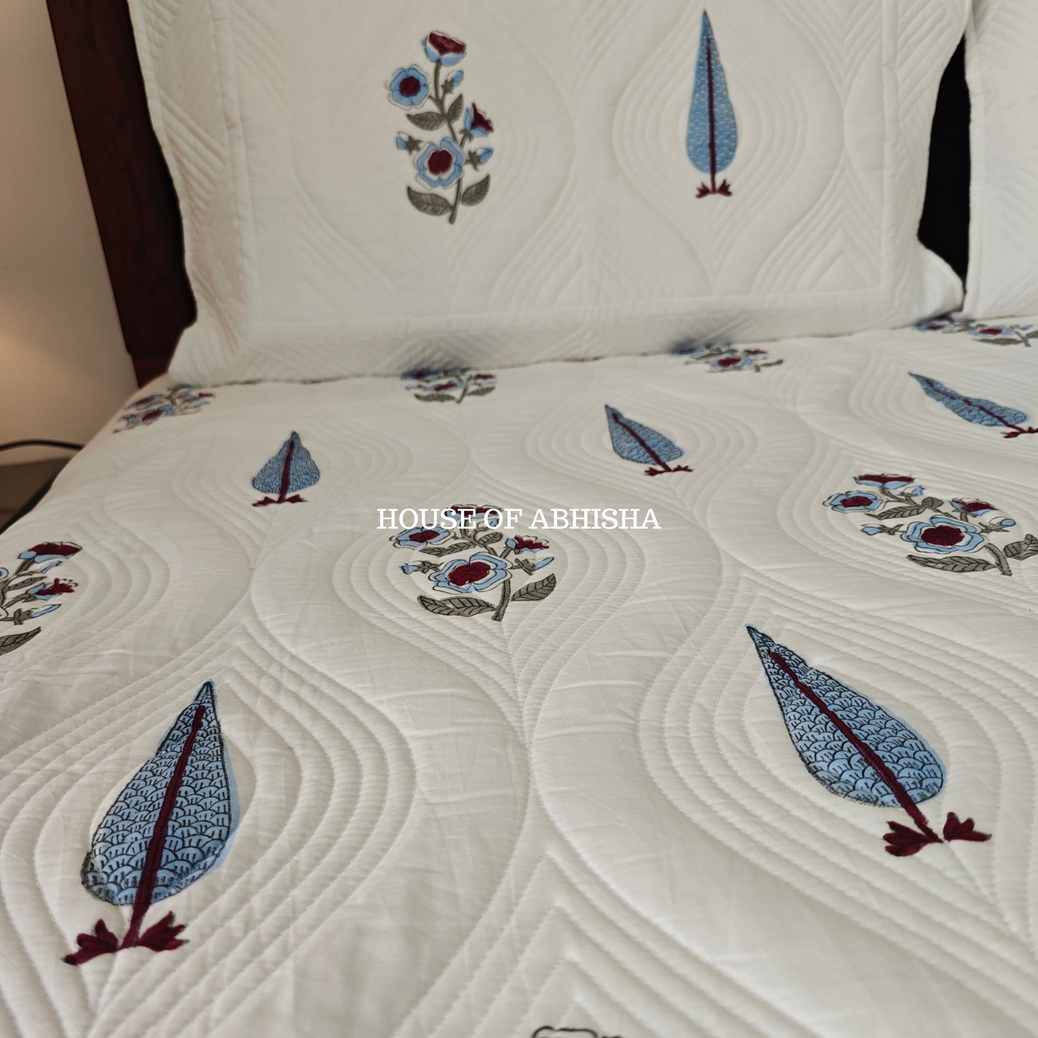 Tropical Blue Royal Embossed Quilted Bedcover