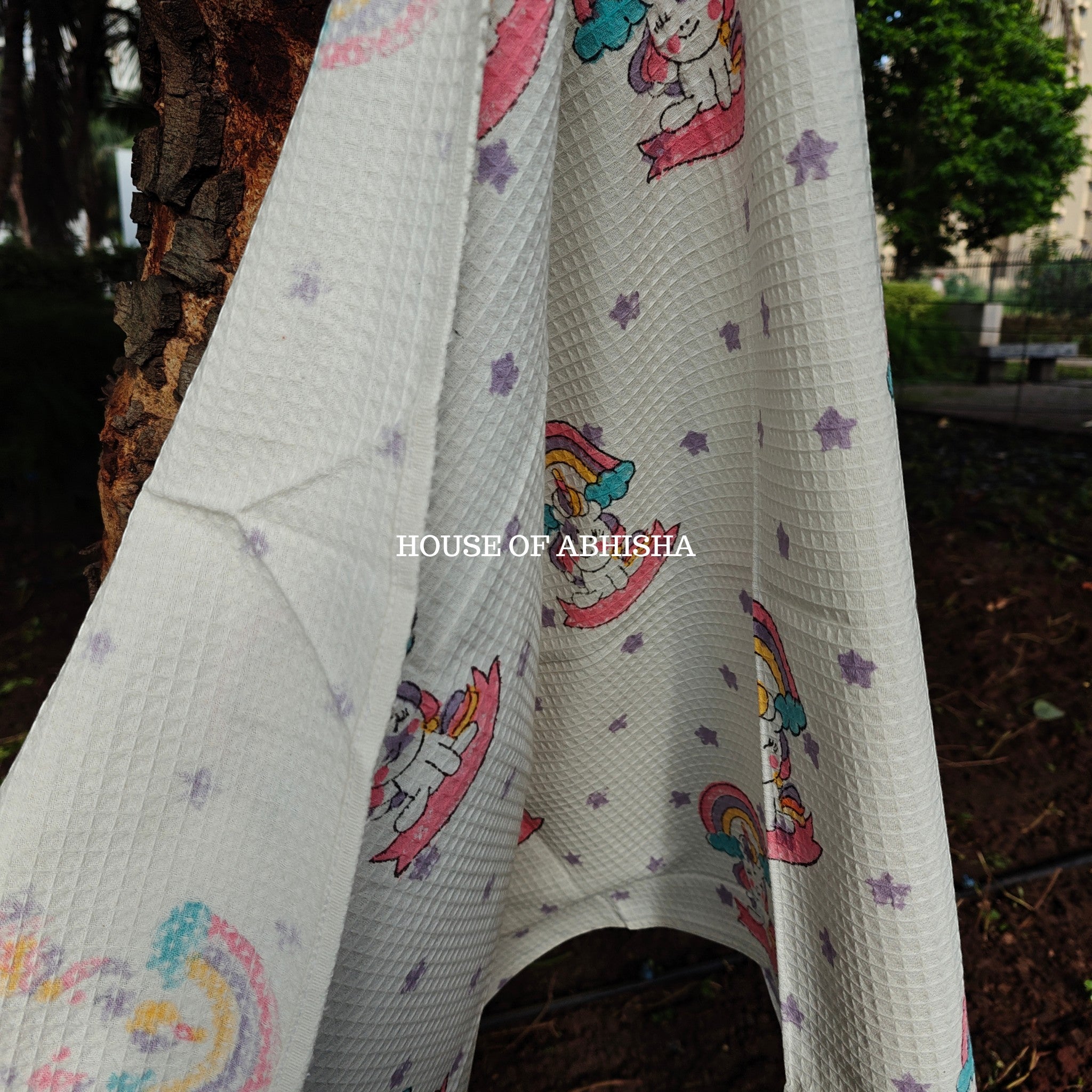 Unicorn Handblock Waffle Cotton Towel