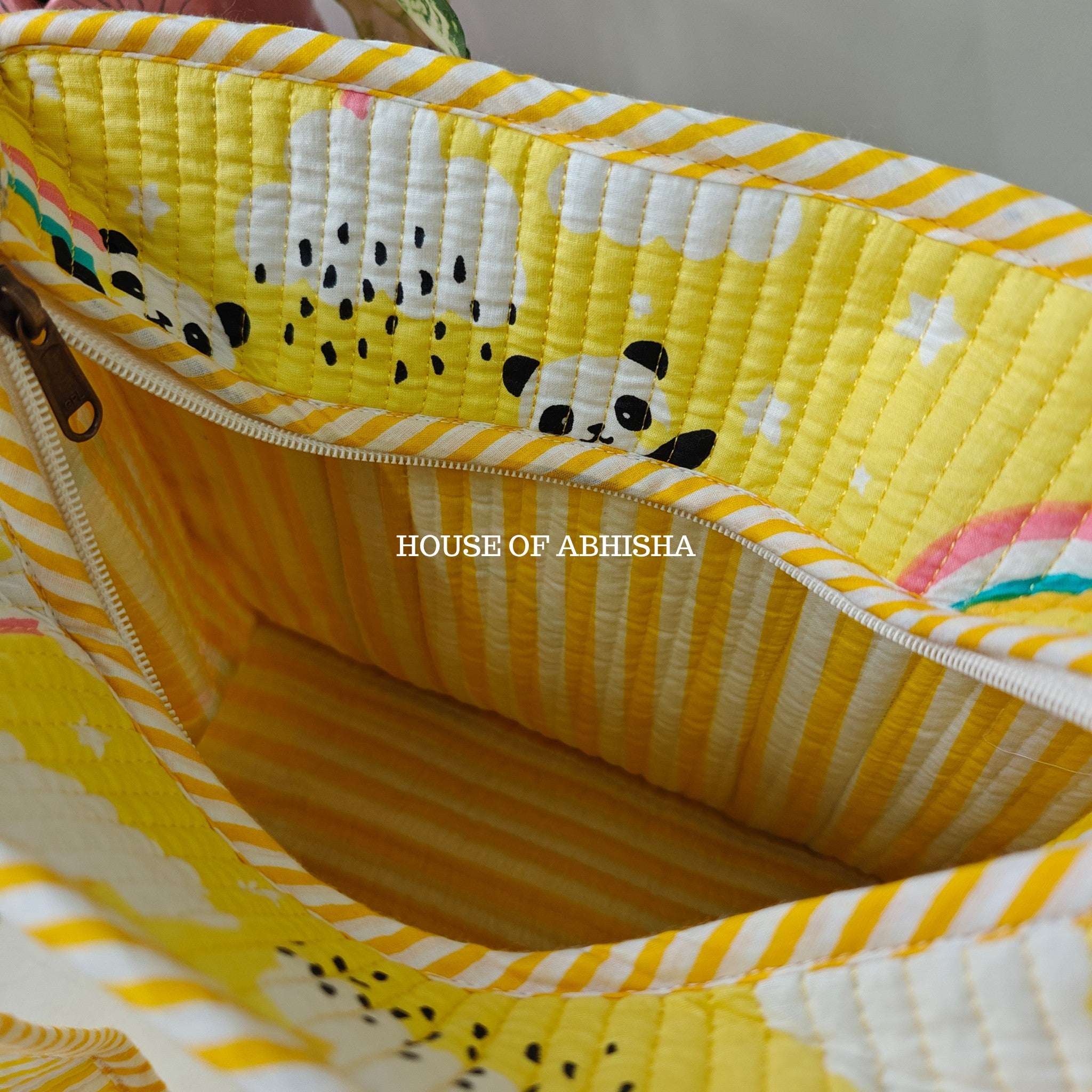 Panda Mini Quilted Cotton Tote Bag