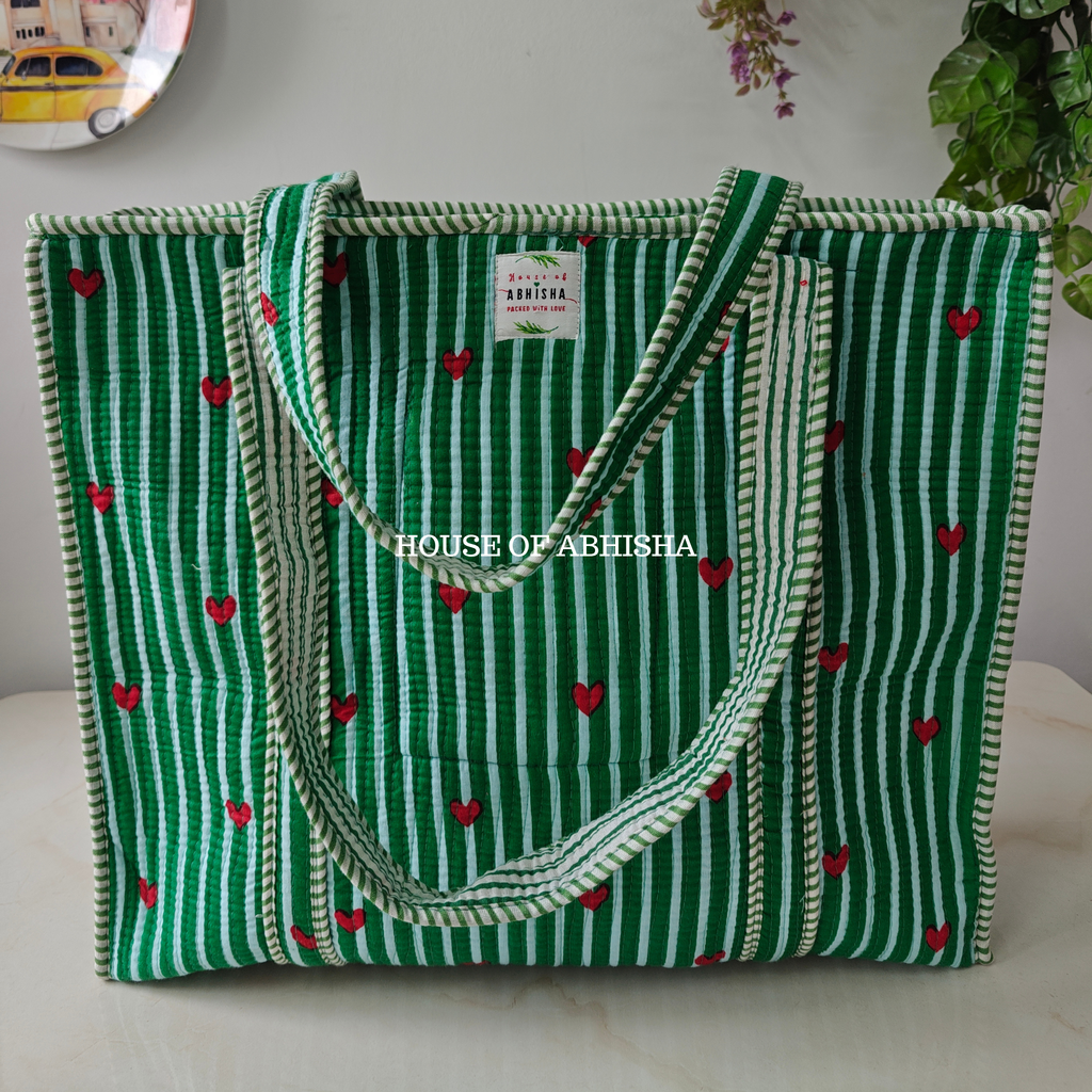 Noor Quilted Cotton Tote Bag