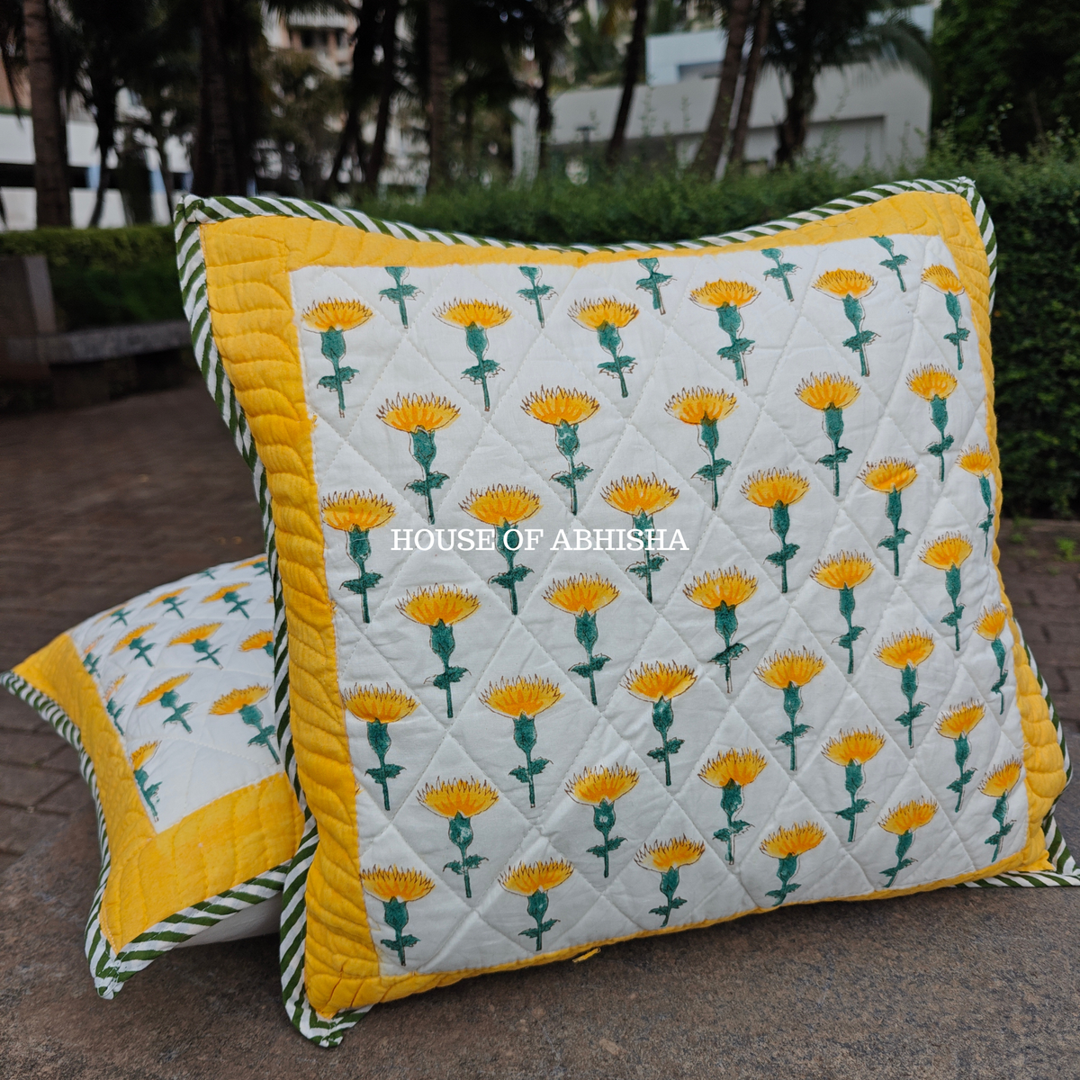 Marigold Quilted Cushion Covers — Set of 2
