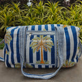 Block Printed Quilted Royal Palm Duffle Bag