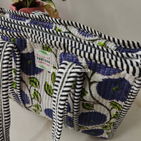 Blue Blossom Mini Quilted Cotton Tote Bag