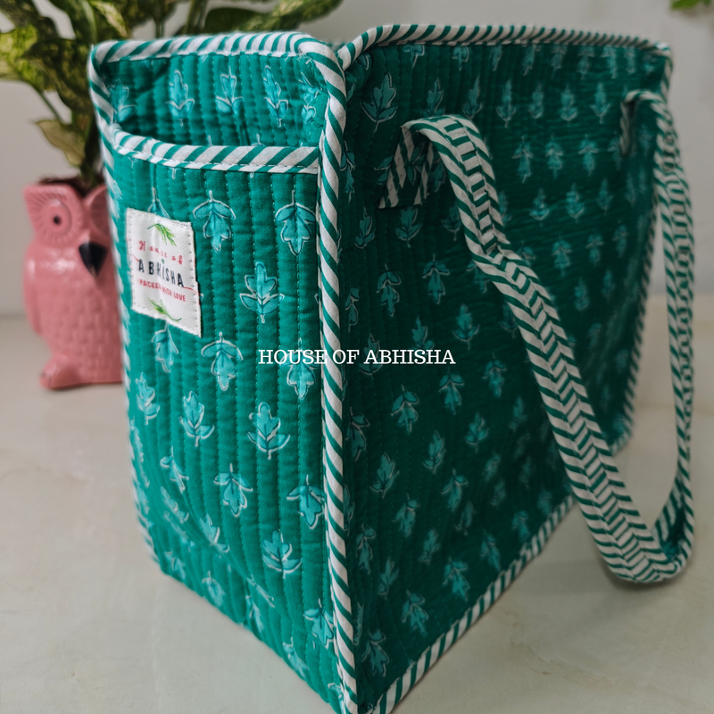 Leafy Mini Quilted Cotton Tote Bag