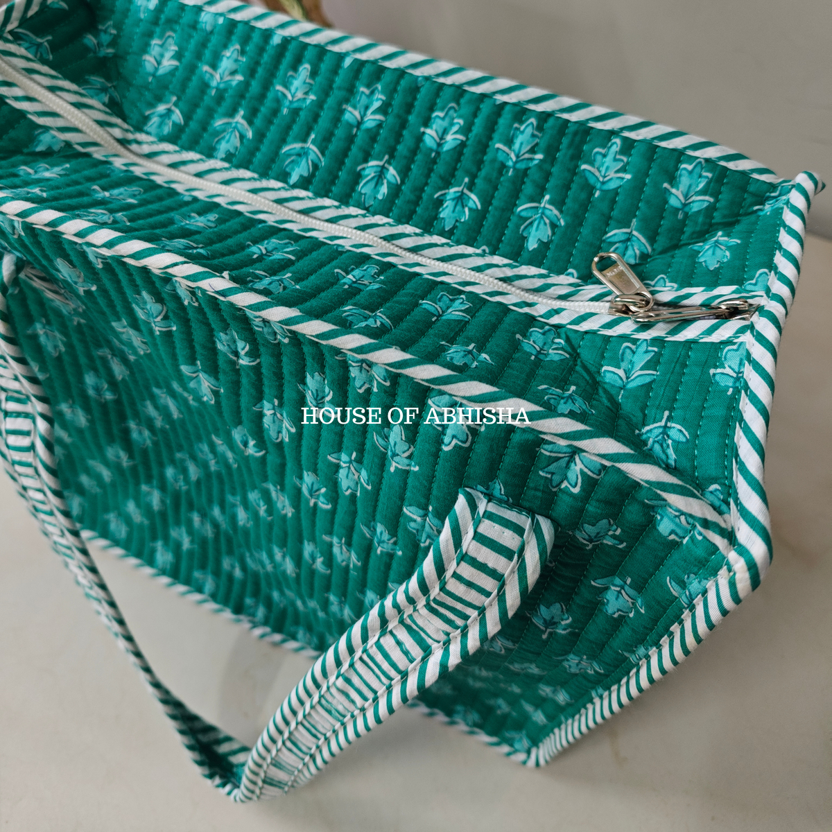 Leafy Mini Quilted Cotton Tote Bag