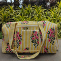 Block Printed Quilted Striped Bouquet Duffle Bag