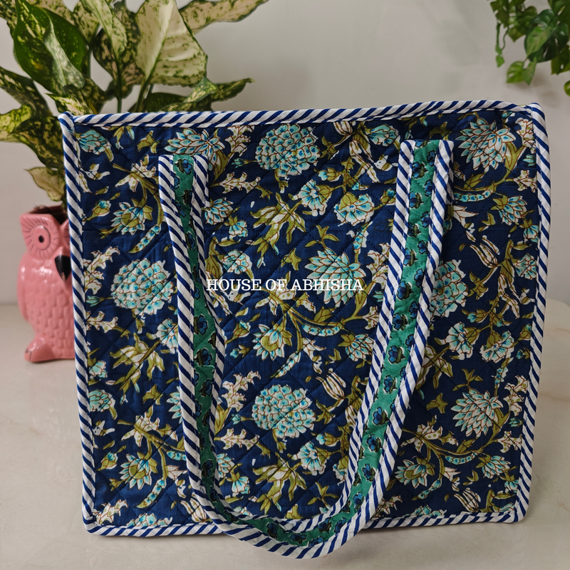 Iris Mini Quilted Cotton Tote Bag