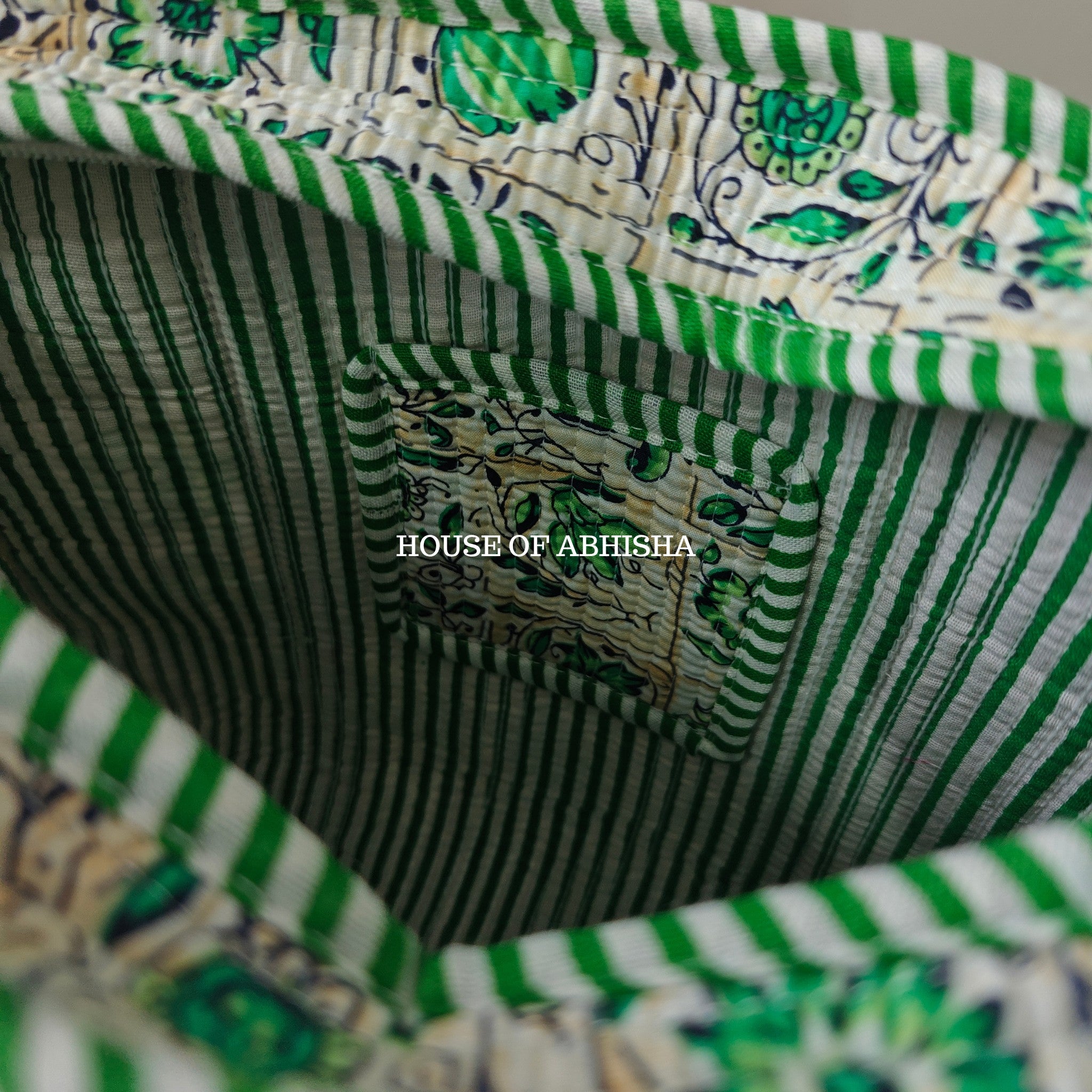 Green Bloom Mini Quilted Cotton Tote Bag