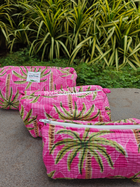 Palm Grove Quilted Utility Pouches - Set of 3