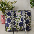Blue Blossom Mini Quilted Cotton Tote Bag