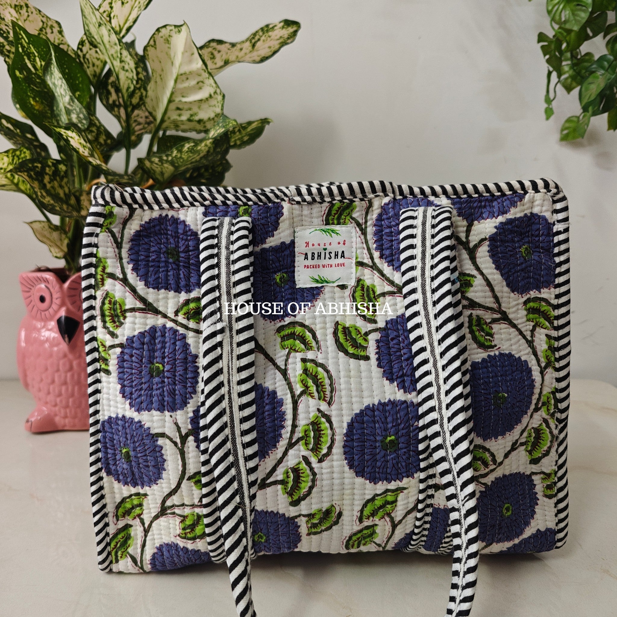 Blue Blossom Mini Quilted Cotton Tote Bag
