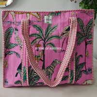 Pink Jungle Quilted Cotton Tote Bag