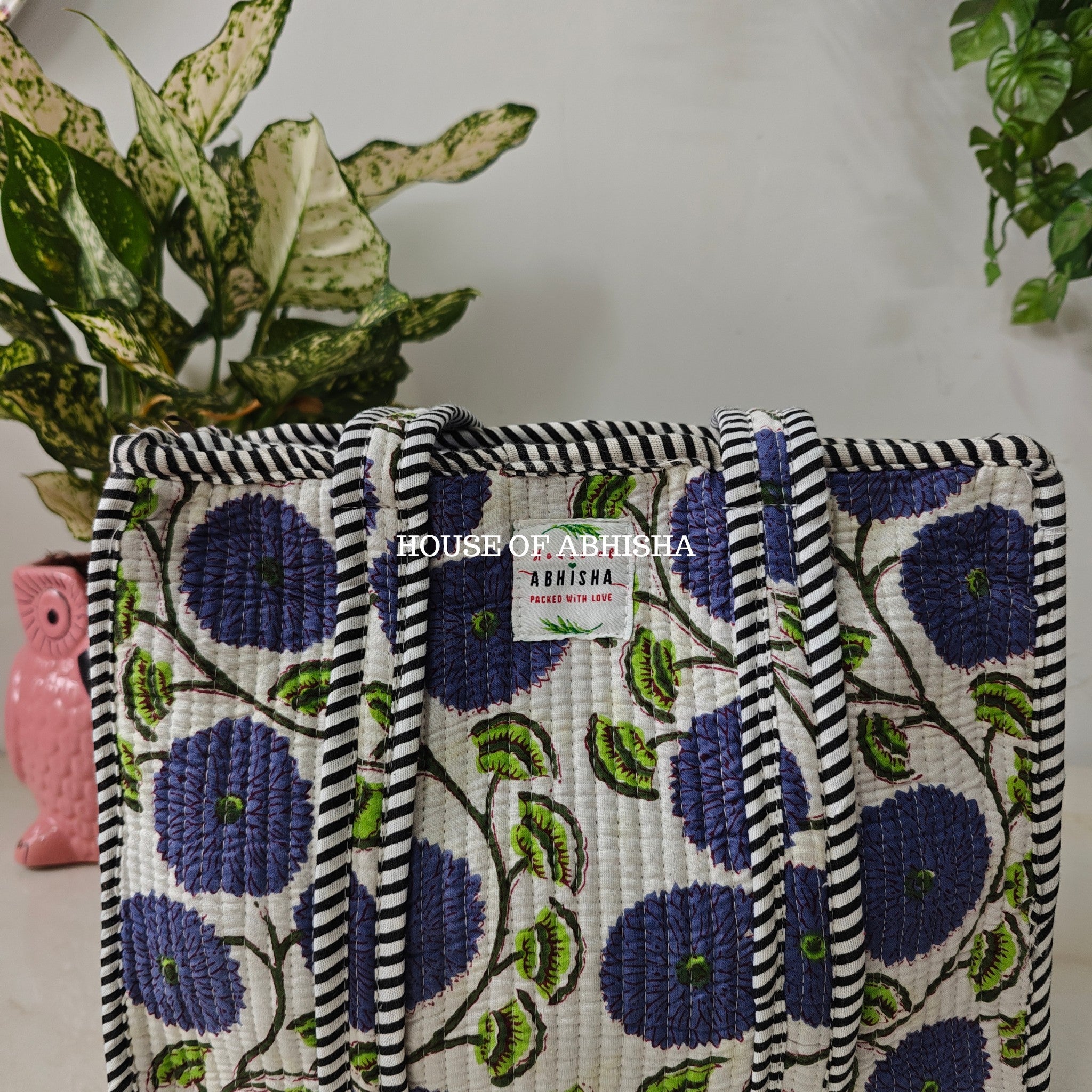 Blue Blossom Mini Quilted Cotton Tote Bag