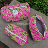 Palm Grove Quilted Utility Pouches - Set of 3