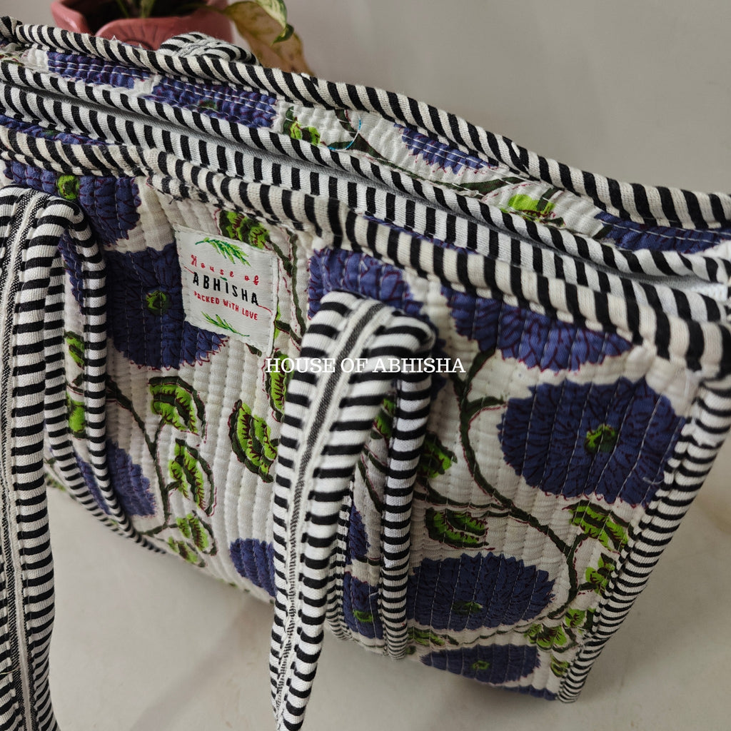 Blue Blossom Mini Quilted Cotton Tote Bag