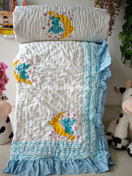Wonderland Handblock Printed Mulmul Kids Quilt
