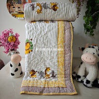 Forest Folk Handblock Printed Mulmul Kids Quilt