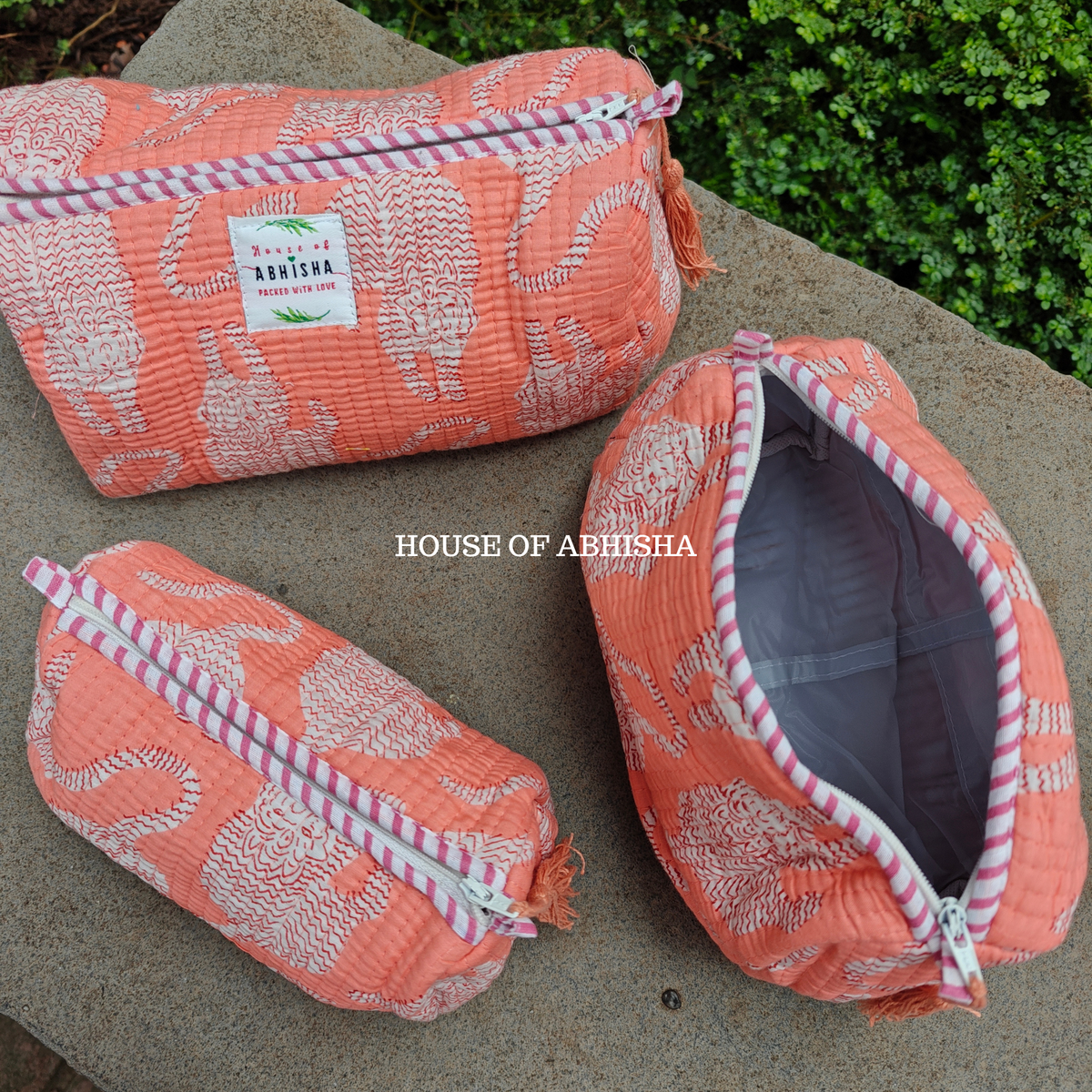 Canopy Quilted Cotton Tote Bag + Pouch (Set of 3) Combo