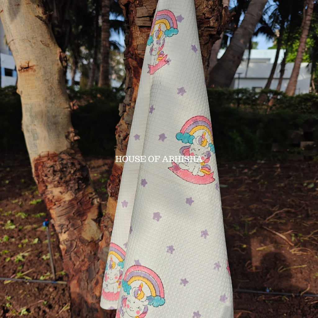 Unicorn Handblock Waffle Cotton Towel
