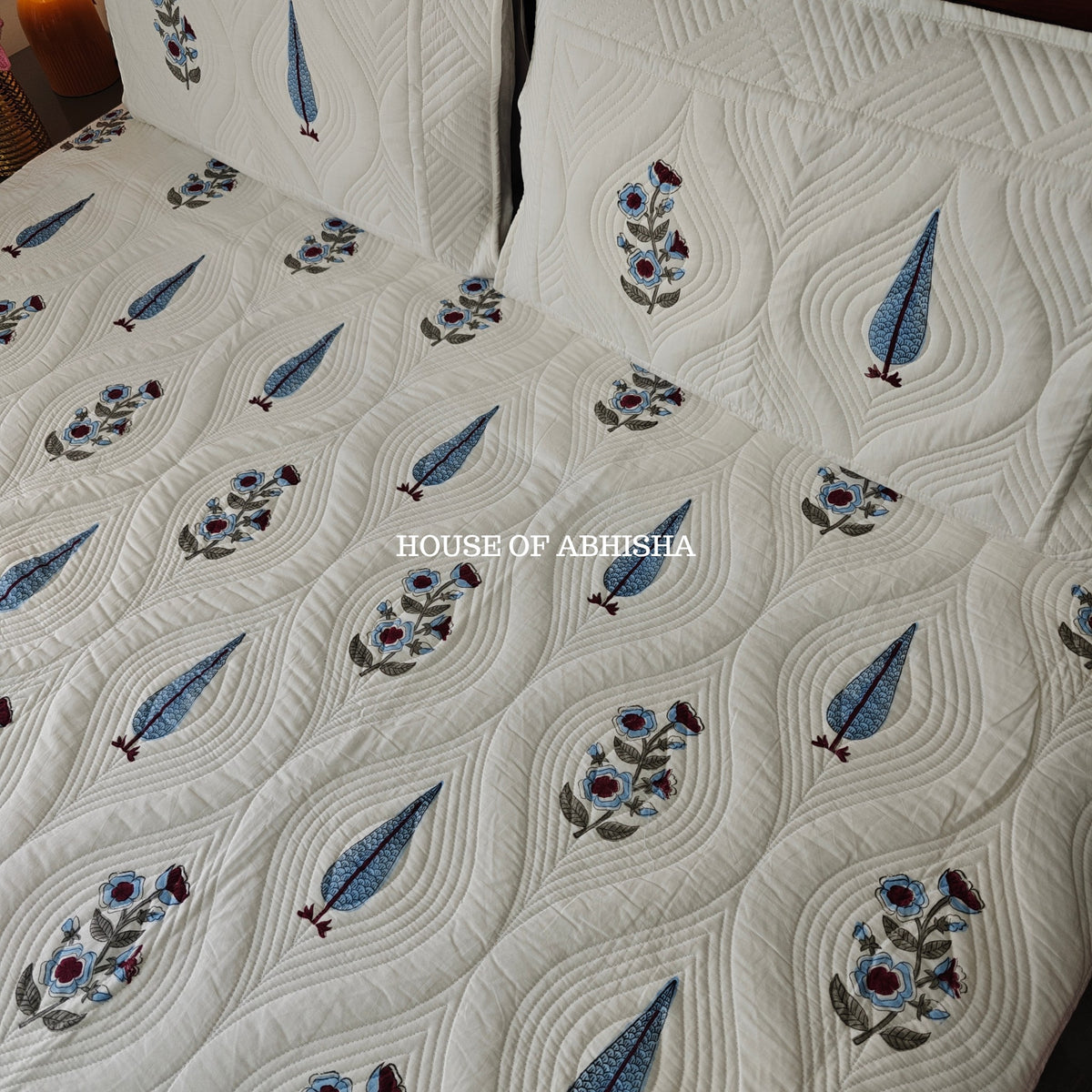 Tropical Blue Royal Embossed Quilted Bedcover