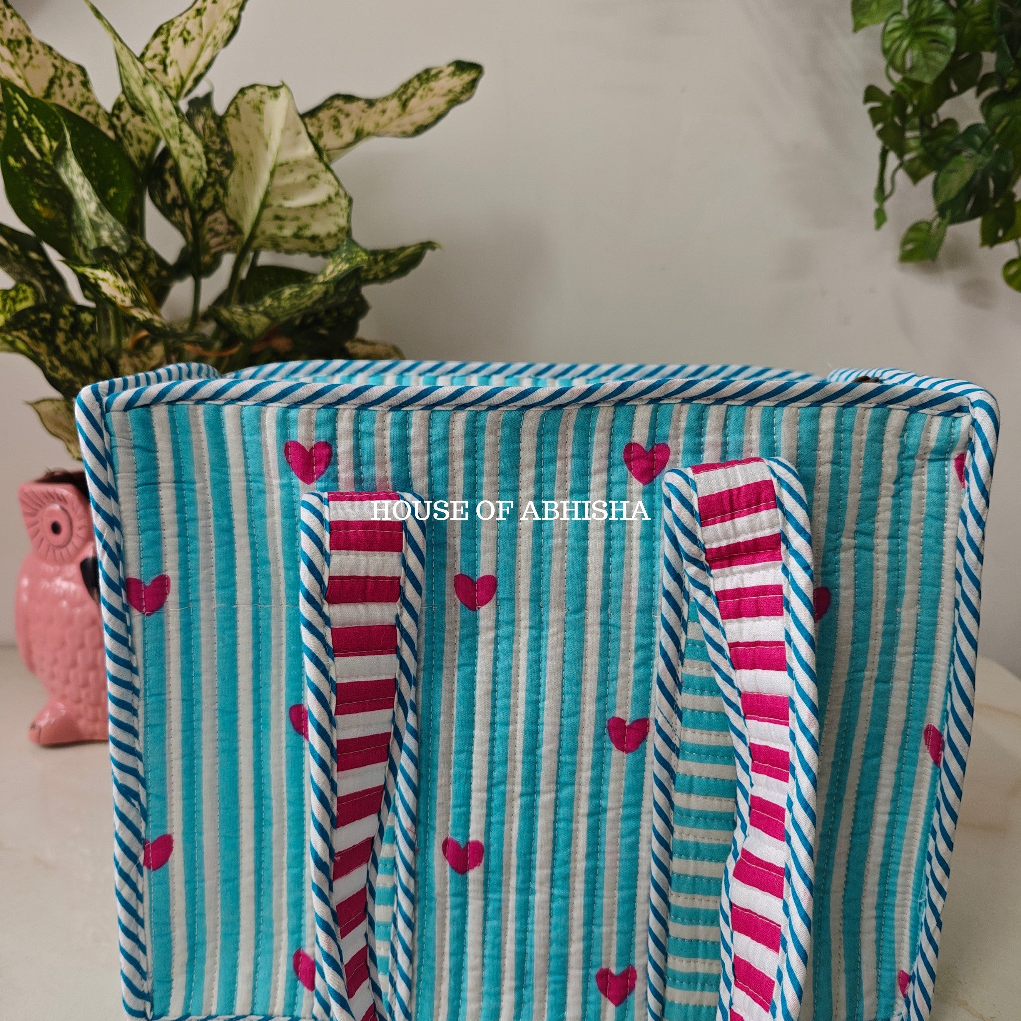 Lil Hearts Mini Quilted Cotton Tote Bag
