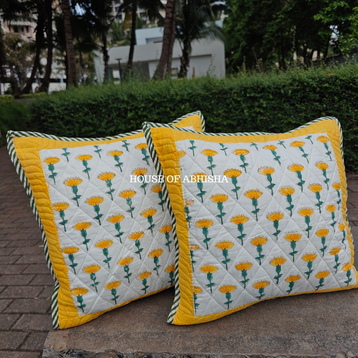 Marigold Quilted Cushion Covers — Set of 2