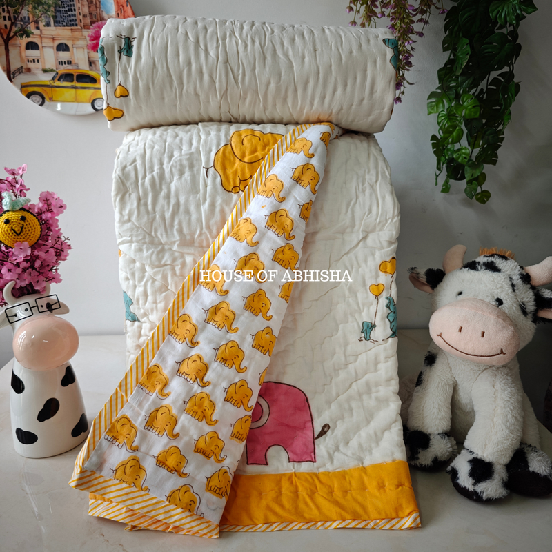 Little Haven Handblock Printed Mulmul Kids Quilt