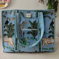 Blue Jungle Quilted Cotton Tote Bag