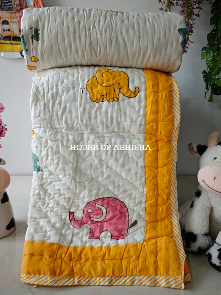 Little Haven Handblock Printed Mulmul Kids Quilt