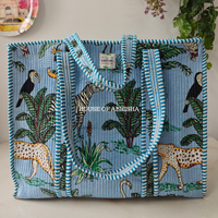 Blue Jungle Quilted Cotton Tote Bag
