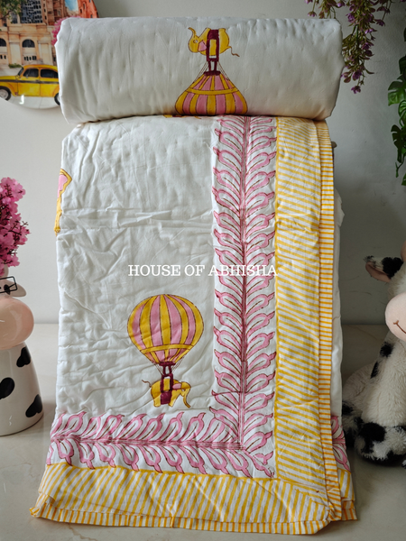 Wonderfolk Handblock Printed Mulmul Kids Quilt