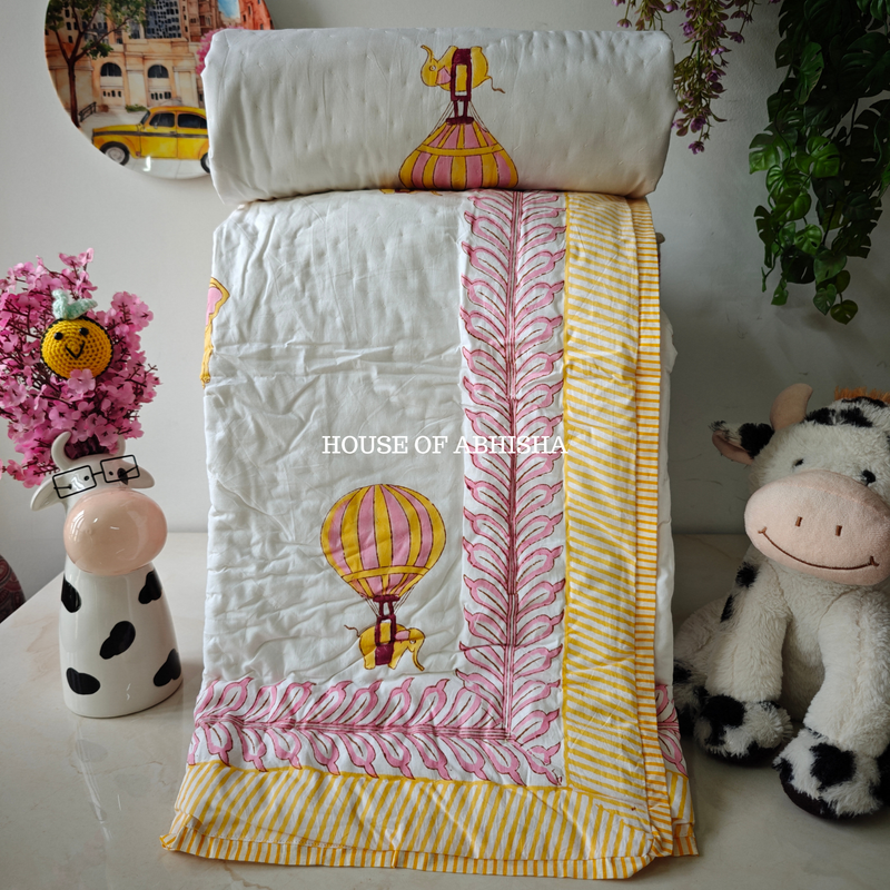 Wonderfolk Handblock Printed Mulmul Kids Quilt