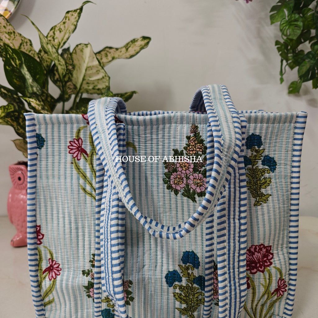 French Garden Mini Quilted Cotton Tote Bag