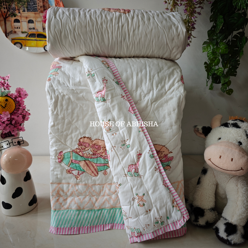 Magic Meadow Handblock Printed Mulmul Kids Quilt