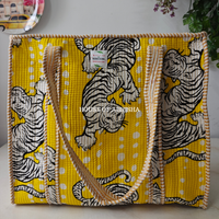 Yellow Tiger Quilted Cotton Tote Bag
