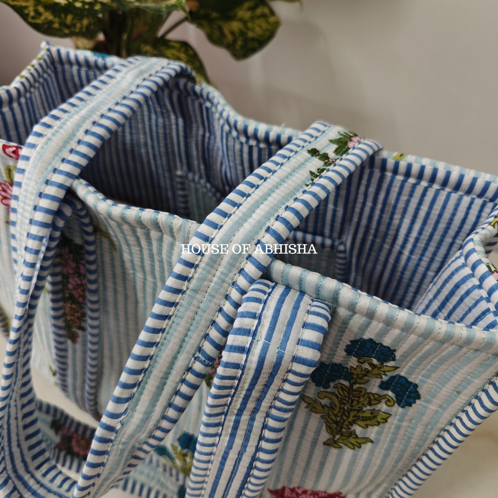 French Garden Mini Quilted Cotton Tote Bag