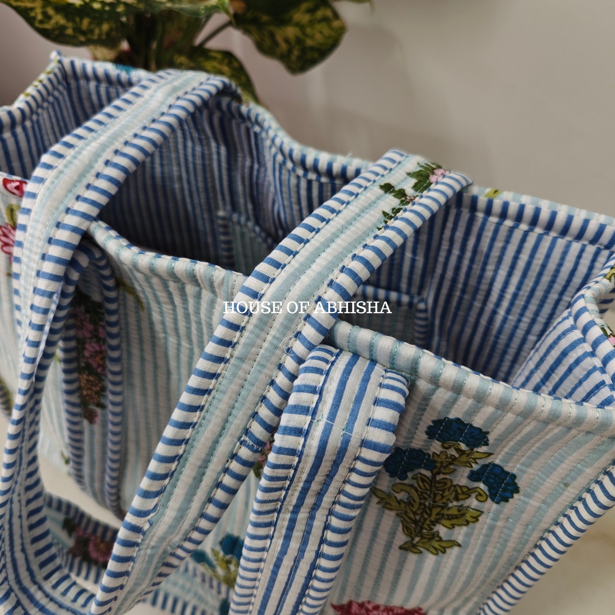 French Garden Mini Quilted Cotton Tote Bag