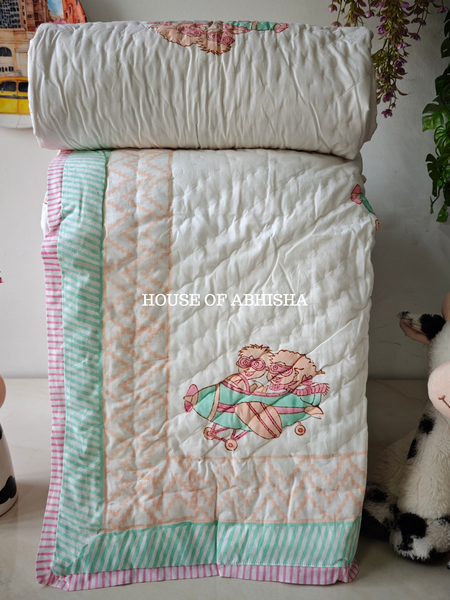 Magic Meadow Handblock Printed Mulmul Kids Quilt