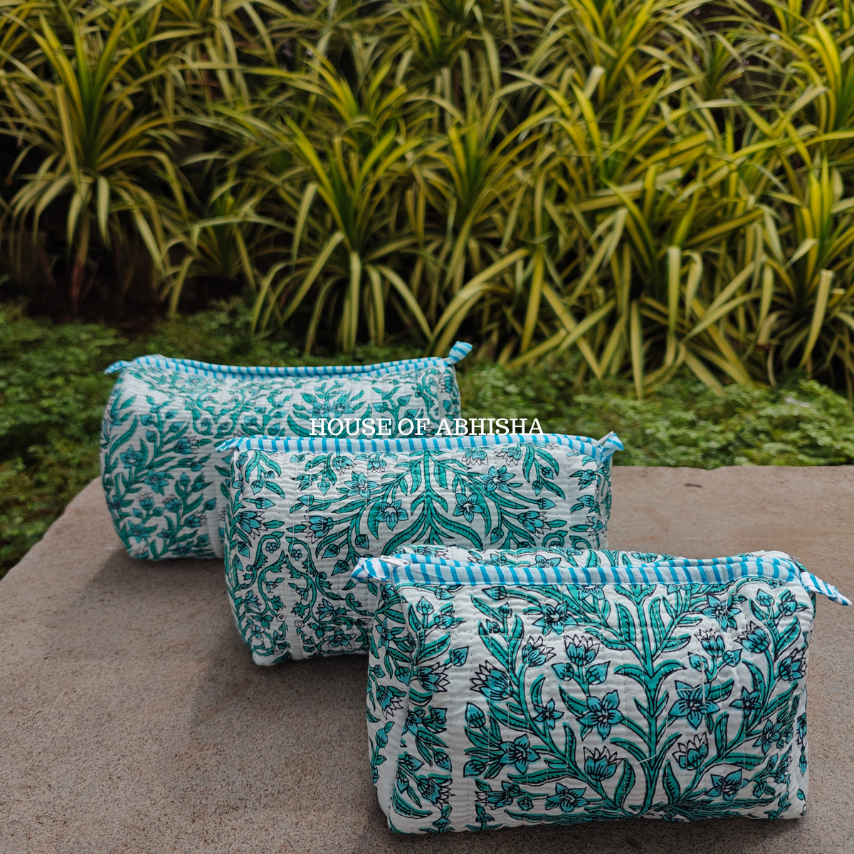 Wild Flower Quilted Utility Pouches - Set of 3