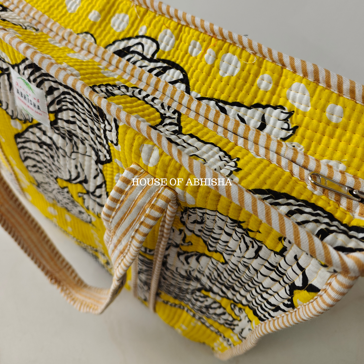 Yellow Tiger Quilted Cotton Tote Bag