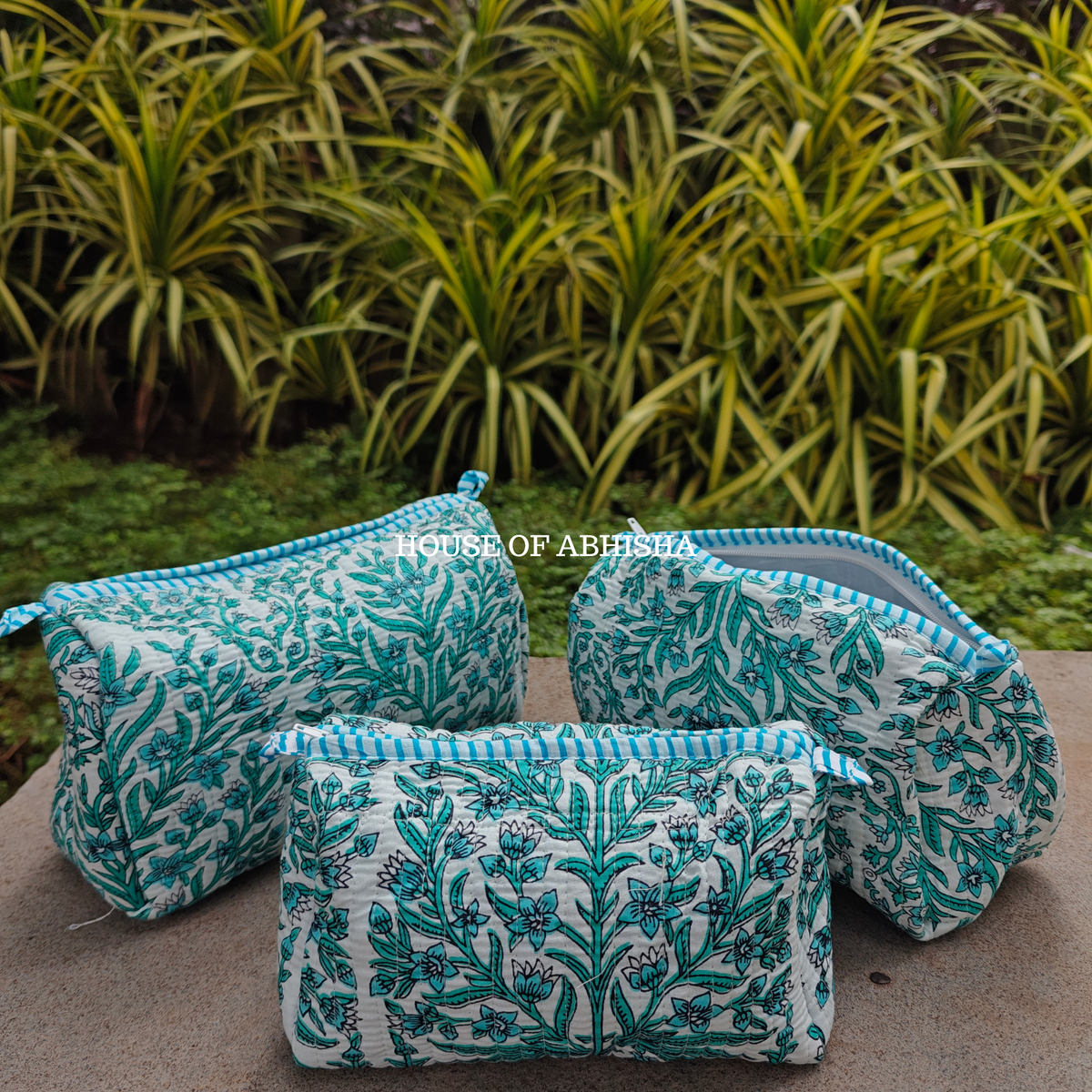 Wild Flower Quilted Utility Pouches - Set of 3